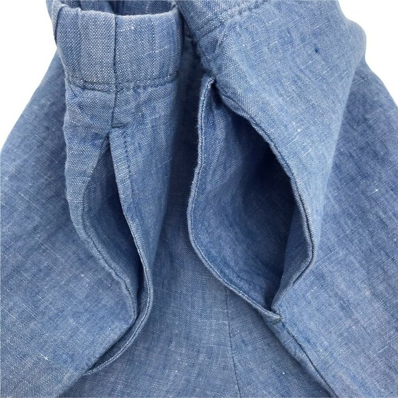 J. Jill Womens Flat Front High Rise Linen Pull On Blue Cropped Pant MP or LT - Picture 3 of 5